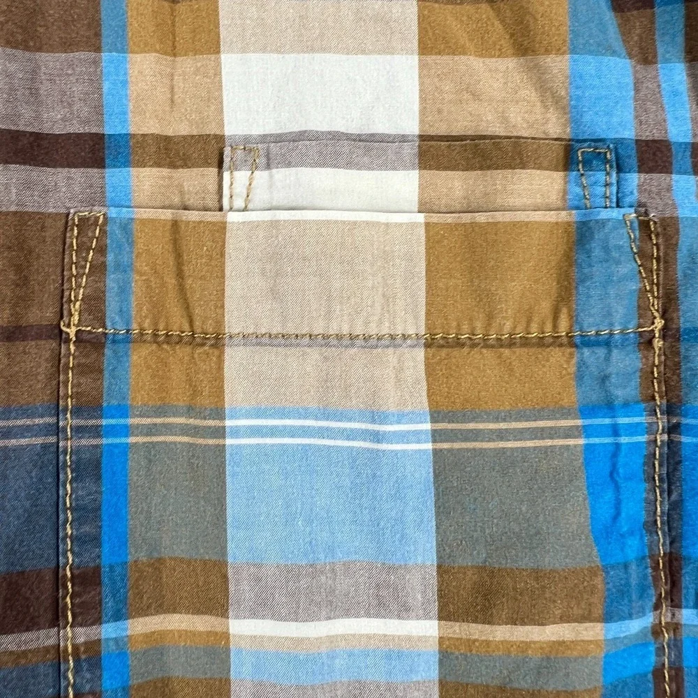 The North Face Shirt Mens Medium Brown Plaid Long Sleeve Button Up‎ Outdoor Camp